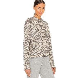 LNA HOODIE BRUSHED RIBBED BEIGE ZEBRA PRINT SIZE S